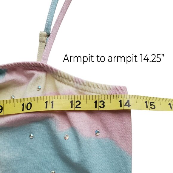 Fairycore Mesh 2-piece Pastel LS Tee over Matching Cami with Rhinestones Size M - Picture 14 of 16